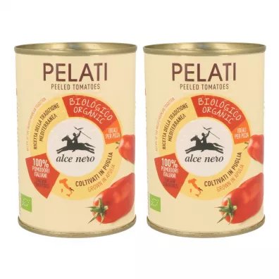 Alce Nero Pomidory pelati bez skóry (puszka) Zestaw 2 x 400 g Bio