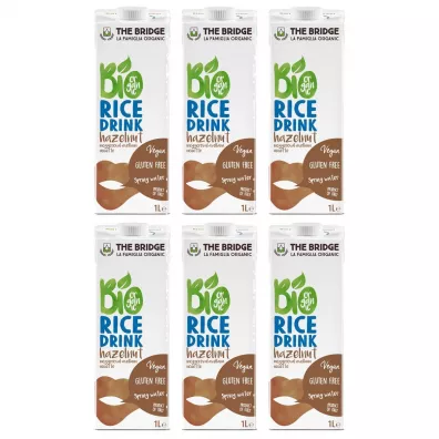The Bridge Napój ryżowy z orzechami laskowymi bez glutenu Zestaw 6 x 1 L Bio