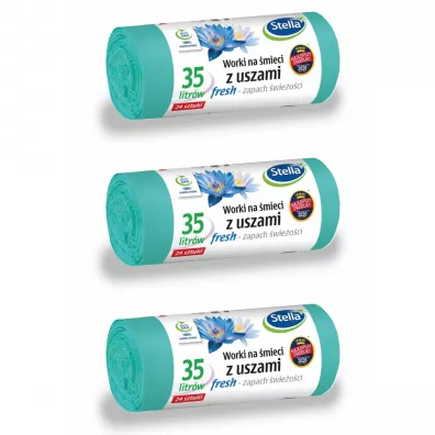 Stella Worki na śmieci z uszami Fresh o świeżym zapachu 35 L zestaw 3 x 24 szt.