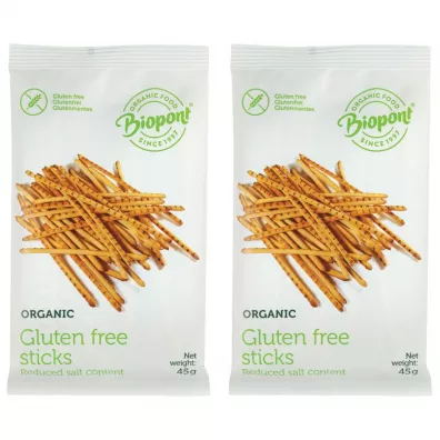 Biopont Paluszki lekko solone bezglutenowe Zestaw 2 x 45 g Bio