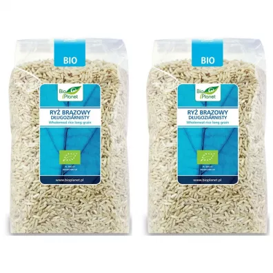 Bio Planet Ryż brązowy długoziarnisty bezglutenowy Zestaw 2 x 1 kg Bio