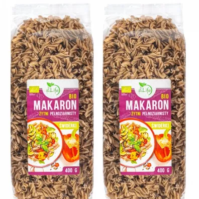 BioLife Makaron żytni pełnoziarnisty świderki Zestaw 2 x 400 g Bio