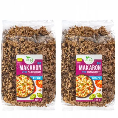 BioLife Makaron żytni pełnoziarnisty wstążki Zestaw 2 x 400 g Bio