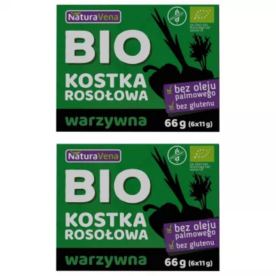 NaturaVena Kostka rosołowa warzywna bezglutenowa Zestaw 2 x 66 g Bio