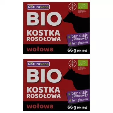 NaturaVena Kostka rosołowa wołowa bezglutenowa Zestaw 2 x 66 g Bio