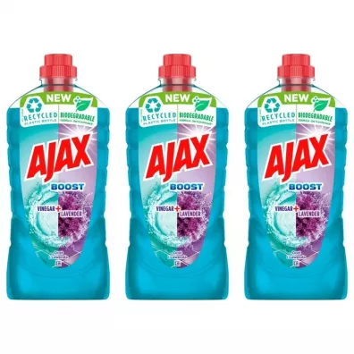 Ajax Płyn uniwersalny do czyszczenia ocet + lawenda Zestaw 3 x 1 l