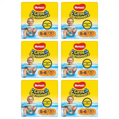 Huggies Pieluchy do pływania 5-6 Little Swimmers (12-18 kg) Zestaw 6 x 11 szt.