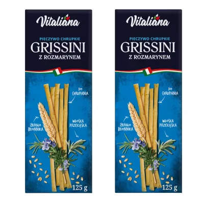 NaturaVena Paluszki chlebowe Grissini z rozmarynem Zestaw 2 x 125 g Bio