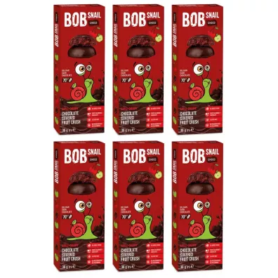 Bob Snail Przekąska jabłkowo-wiśniowa w ciemnej czekoladzie Zestaw 6 x 30 g