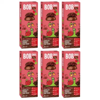 Bob Snail Przekąska jabłkowo-truskawkowa w mlecznej czekoladzie Zestaw 6 x 30 g