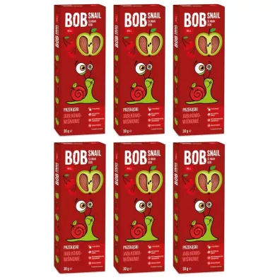 Bob Snail Przekąska jabłkowo-wiśniowa bez dodatku cukru Zestaw 6 x 30 g