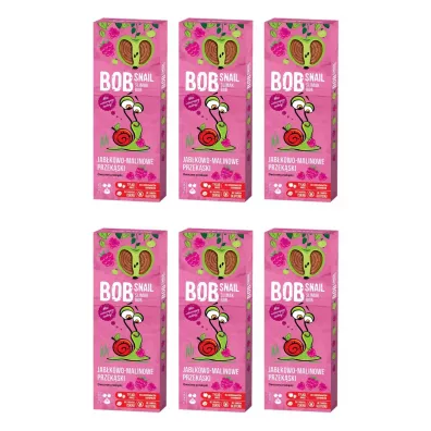 Bob Snail Przekąska jabłkowo-malinowa z owoców bez dodatku cukru Zestaw 6 x 30 g