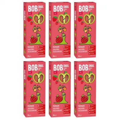 Bob Snail Przekąska jabłko-truskawkowa z owoców bez dodatku cukru Zestaw 6 x 30 g