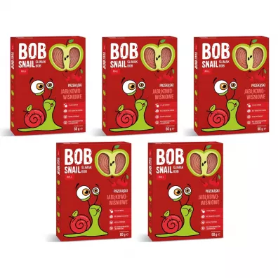 Bob Snail Przekąska jabłkowo-wiśniowa Zestaw 5 x 60 g