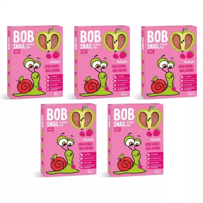 Bob Snail Przekąska jabłkowo-malinowa z owoców bez dodatku cukru Zestaw 5 x 60 g
