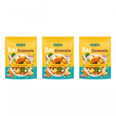 Bakalland BA! Granola 5 owoców tropikalnych zestaw 3 x 300 g
