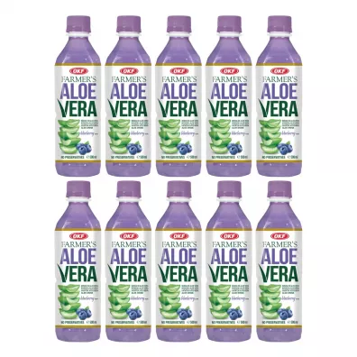 Okf Napój Farmers Aloe Vera z cząstkami aloesu Blueberry Zestaw 10 x 500 ml