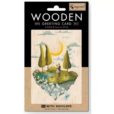 Cozywood Karnet drewniany C6 + koperta Ślub Wyspa miłości