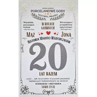 Karnet 20 rocznica ślubu (porcelanowa)