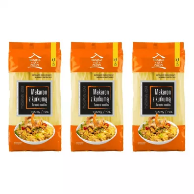House of Asia Makaron ryżowy z kurkumą 5 mm Zestaw 3 x 200 g