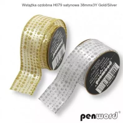 Penword Wstążka satynowa z drutem 38mm, 12 x 274cm