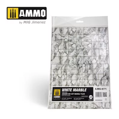 Ammo: White Marble - Square Die-Cut Marble Tiles (2) 2 szt.