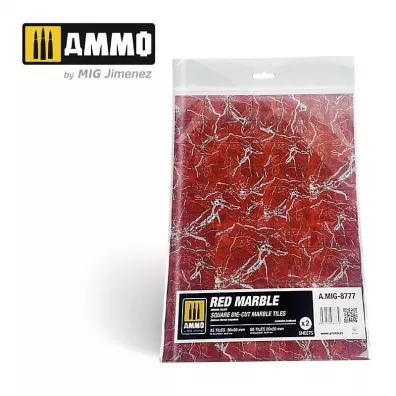 Ammo: Red Marble - Square Die-Cut Marble Tiles (2) 2 szt.
