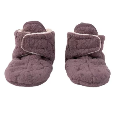 Lodger Polarowe buciki kapcie z antypoślizgową podeszwą wrzosowe Fleece Mauve 6-12 mies.