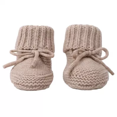 Lodger Buciki niechodki z wełny merino 100% Fleece Beige 0-6 mies.