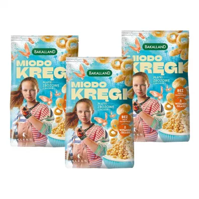 Bakalland Kleks Płatki Miodo Kręgi Zestaw 3 x 250 g