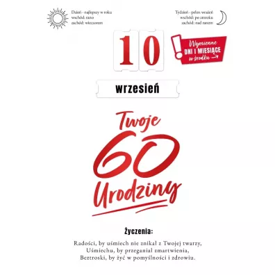 Armin Style Karnet Urodziny 60 wymienne cyfry
