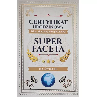 Karnet Certyfikat Urodzinowy Super Faceta