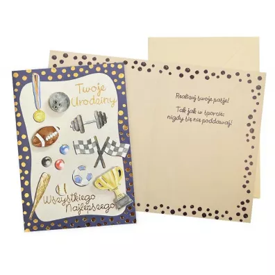 Kukartka Karnet B6 Urodziny (męskie, sport)
