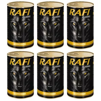 Rafi Classic Karma mokra dla psów z drobiem Zgrzewka 6 x 1.24 kg