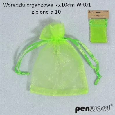 Woreczki organzowe jasnozielone 7x10cm