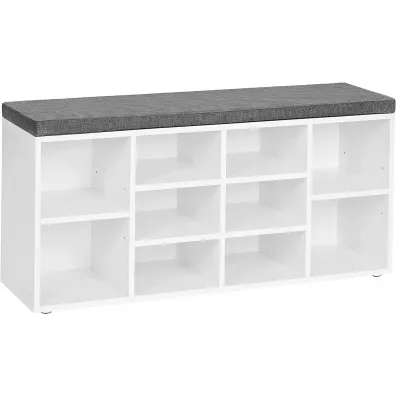 Songmics Szafka na buty z siedziskiem biała LOFT 104 cm