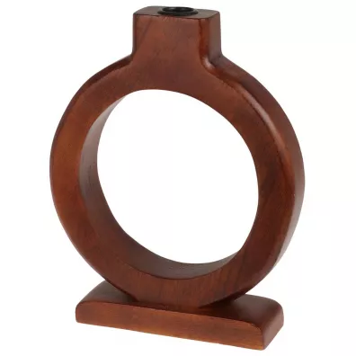 H&S Decoration Świecznik z drewna mango 21 cm brązowy