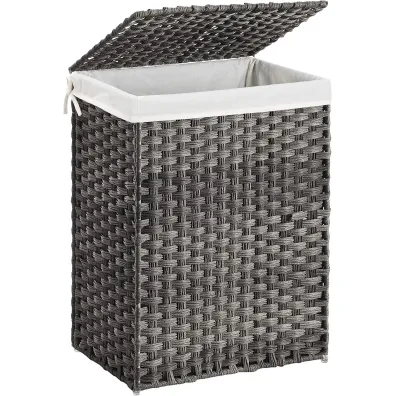 Songmics Kosz na pranie do łazienki 46 cm szary