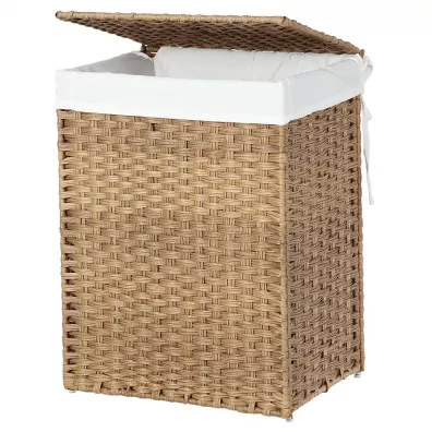 Songmics Kosz stojący naturalny na pranie 46 cm Brązowy
