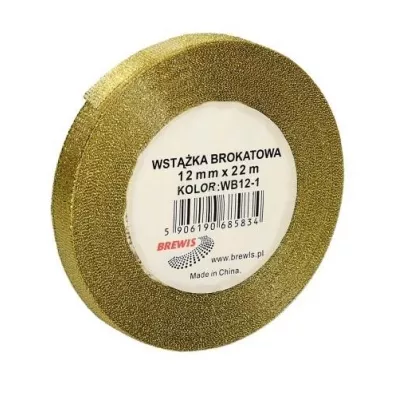Wstążka brokatowa WB12-1 złota 20m x 12mm