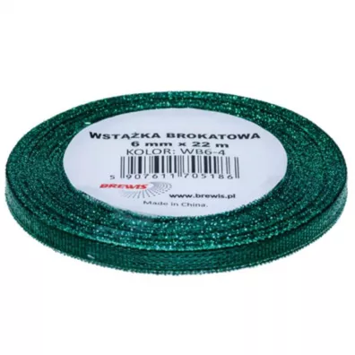 Wstążka brokatowa zielona 6mm x 22m