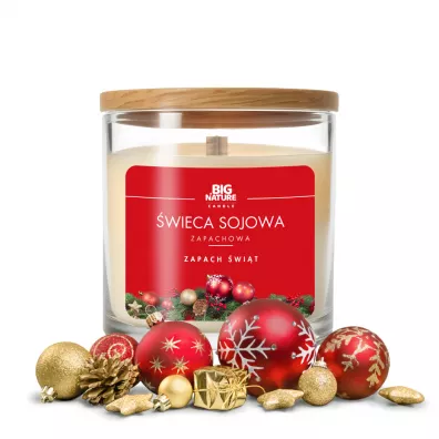 Big Nature Świeca sojowa Zapach Świąt 150 g