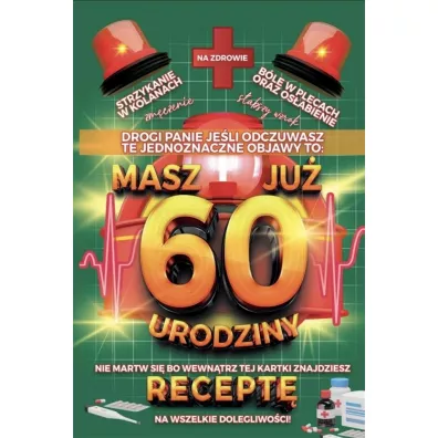 Karnet Urodzinowy z receptą 60