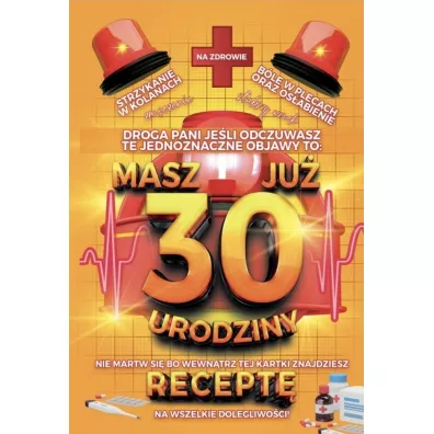Karnet Urodzinowy z receptą 30