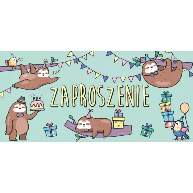 Henry Zaproszenie Leniwiec komplet wraz z kopertami 5 szt.