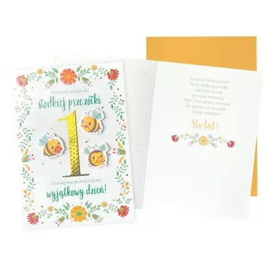 Karnet B6 Urodziny Roczek (pszczółki)