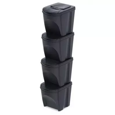 Prosperplast Keden kosz na śmieci sortibox - antracyt eco wood 4 x 25 l