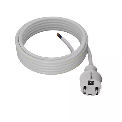 Awtools Przewód z wtyczką 5 m 2x1,5 mm biały h05vv-f