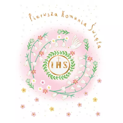 Henry Karnet A5 Komunia. Gołąb różowy