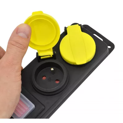 Awtools Przedłużacz warsztatowy czarny 3 gniazda 5,0 m z uziemieniem, wyłącznik ip44 3x1,5 mm